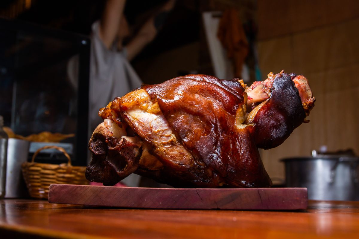 Slow-roasted pork hock